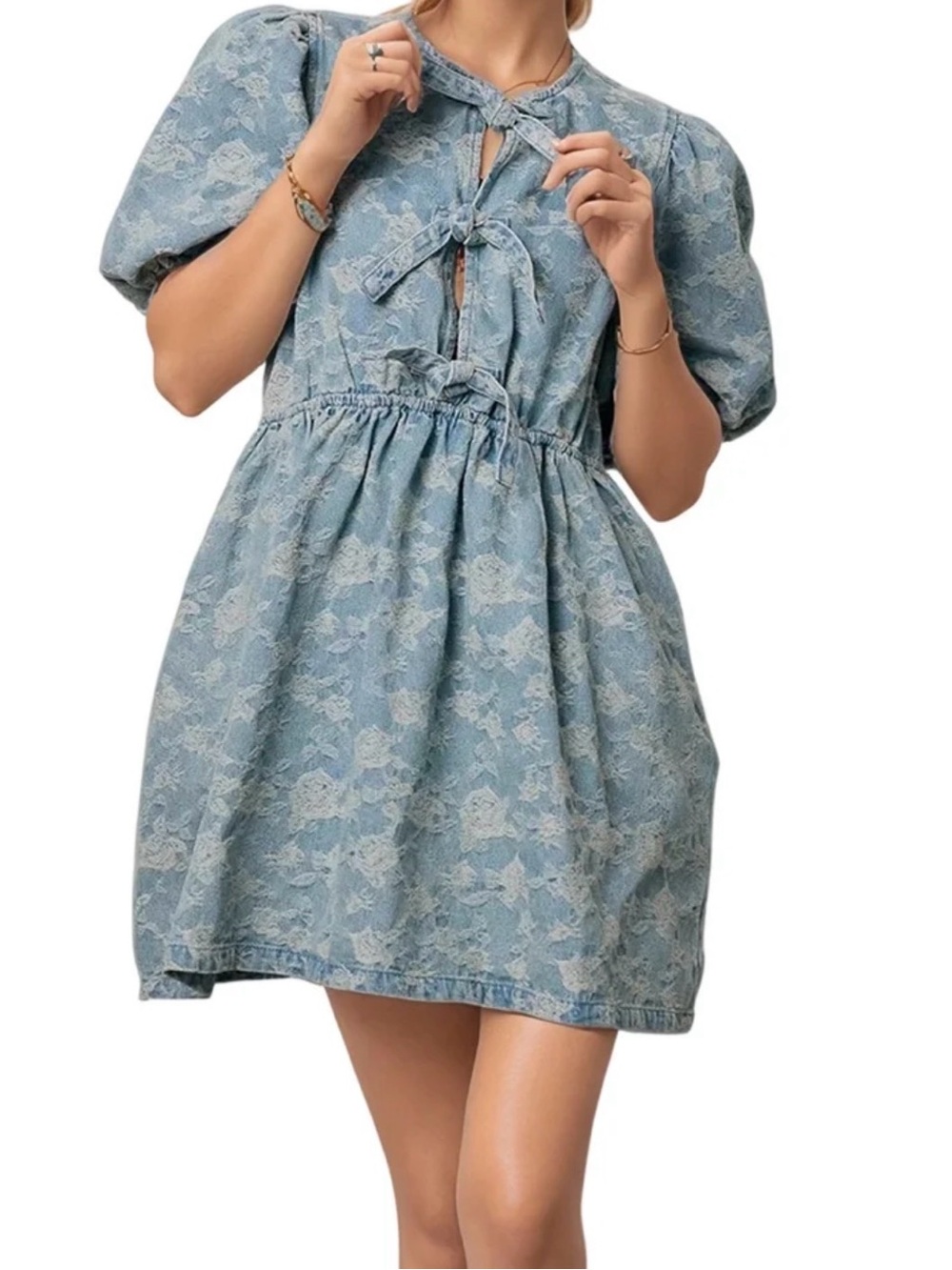 Miou Muse Denim Bow Dress